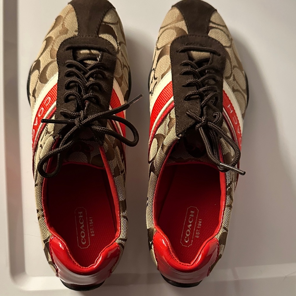Coach Men's Brown and Red Sneakers